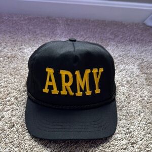 Vintage Black Army Cap with Yellow Embroidery
